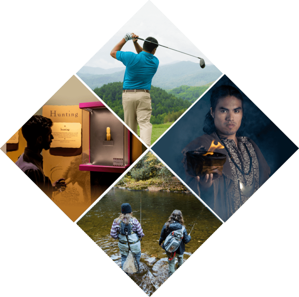 Large Diamond Collage Depicting Various Activities in Cherokee NC